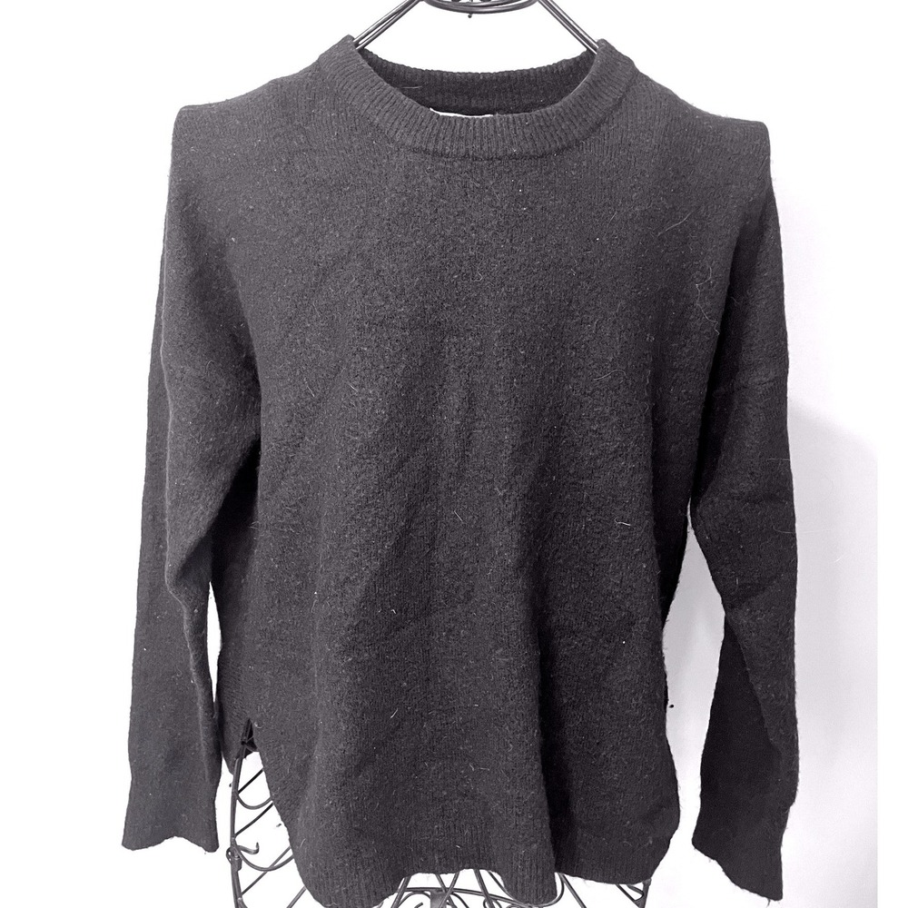 Madewell Womens Black Wool Alpaca Blend Crewneck Sweater Size Medium Relaxed Fit